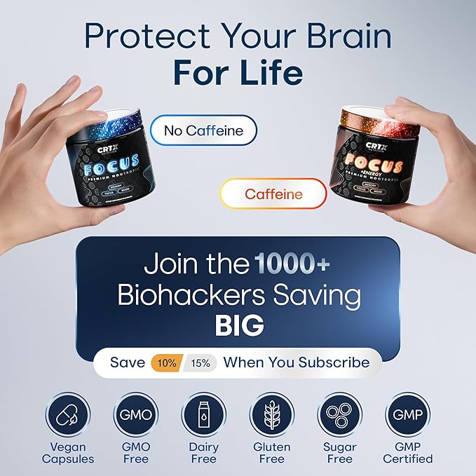 Nootropic Strongest Focus Supplement - Clinically Backed Ingredients Made in USA - Scientifically Backed Doses - Supplement for Brain Fog - AlphaGPC, Lions Mane, Rhodiola and More 10:1 90 Capsules