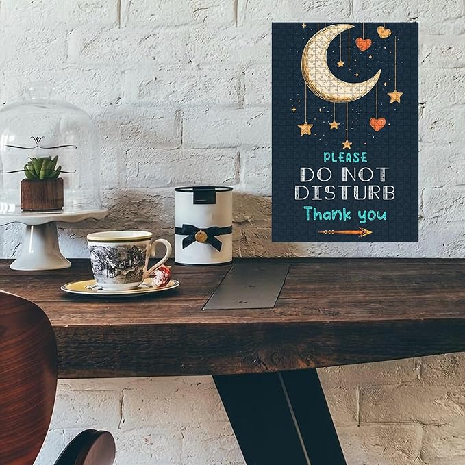 500 Piece Wooden Do Not Disturb Door Puzzle Adults & Kids Challenging Game to Relieve Stress, Improve Focus & Enjoy 20.4x15 Inch