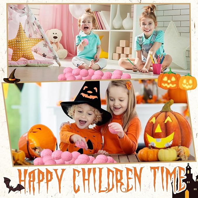 Leitee 12 Pcs Brain Stress Balls Bulk Large Halloween Brain Toys PU Hand Muscle Exercise Pressure Ball Funny Stress Relief Toy for Teens Adult Improving Grip Strength Prop(Pink)