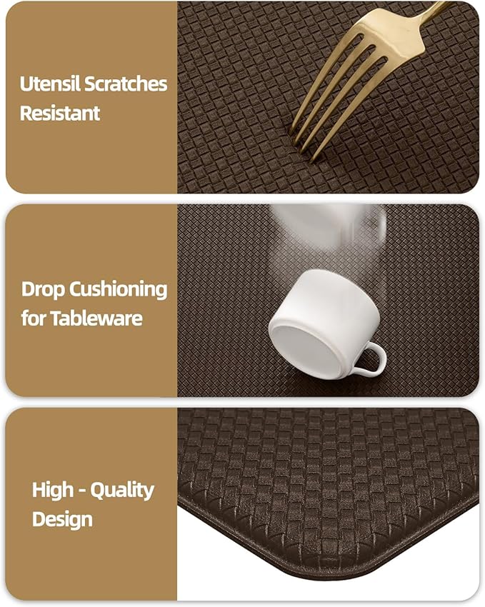 Color&Geometry Anti Fatigue Cushion Kitchen Mat for Floor -17"x79",Long,Easy Clean, Water & Oil Proof, Anti Slip, Foam Rubber Runner Rug for Front Sink Comfort Standing,Brown