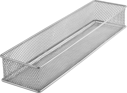 YBM HOME Silver Mesh Drawer Cabinet and or Shelf Organizer Bins, School Supply Holder Office Desktop Organizer Basket (24, 3x15x2 Inch)