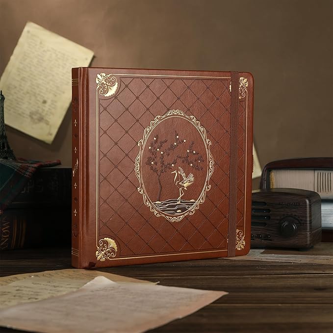 TIEFOSSI Dotted Journal Notebook, Dot Grid Notebook for Women Men, Hardcover PU Leather Journal, 160 GSM Thick Paper, 160 Numbered Pages with Gold Edges, 8 x 8 Square Diary