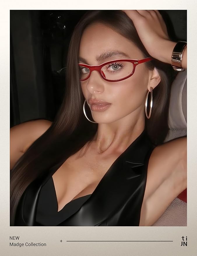 TIJN Olisa Blue Light Blocking Glasses for Women Men,Oval Glasses Frame Bluelight Glasses for Gaming/Computer/Screen