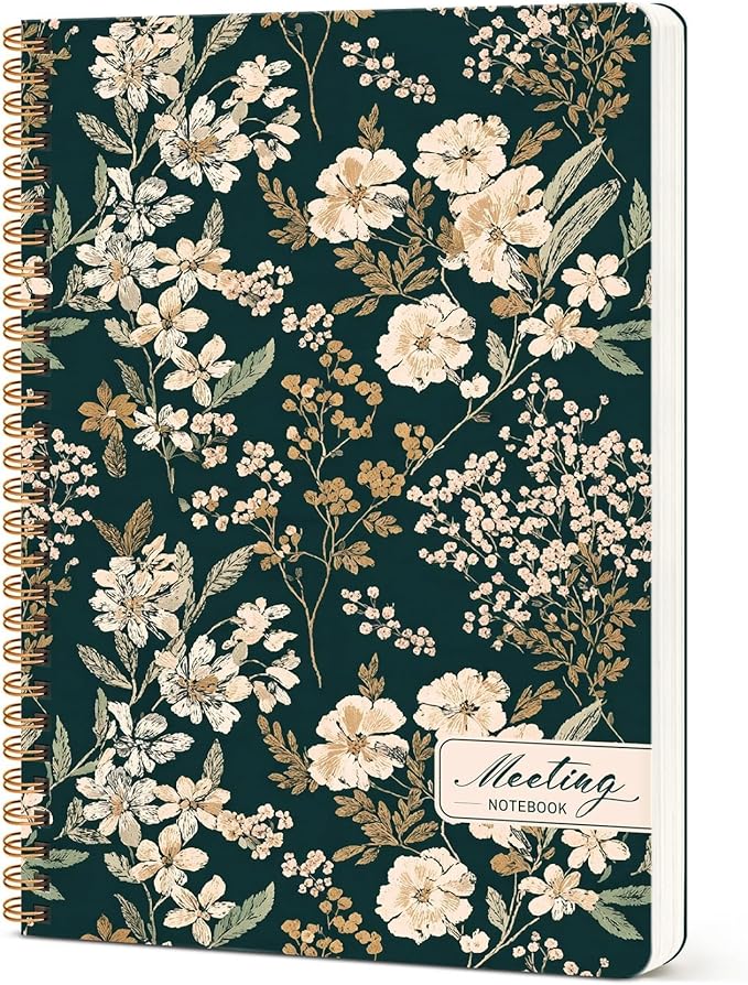 Meeting Notebook for Work Organization, Aesthetic Meeting Minutes Notebook for Work, Event Project Agenda Planner Organizer, Perfect for Office School Business, 6.9" X 9.7" - Evergreen Elegance