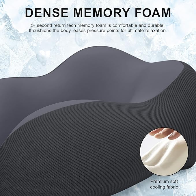 Travel Pillow for Airplane Memory Foam Neck Pillow, Soft & Support Travel Pillow with Storage Bag for Travelling, Sleeping Rest, Car, Train and Home Use (Black)