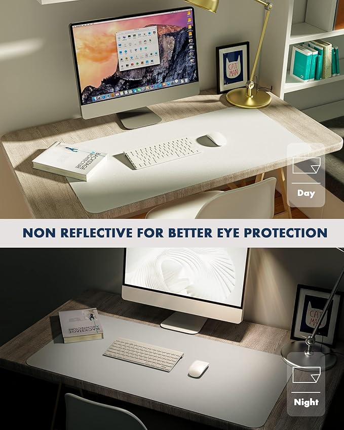 YSAGi Double-Sided Desk Pad, Leather Desk Mat, Eco Cork Desk Pad Protector,Large Mouse Pad,Waterproof Desk Blotter for Office/Home (Off-White+Cork, 47.2" x 23.6")