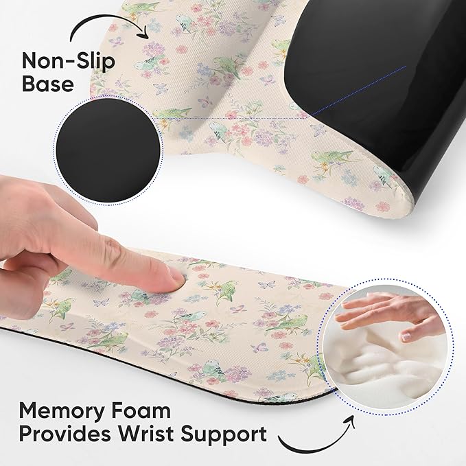 RICHEN Mouse Pad and Keyboard Wrist Rest, 3-in-1 Computer Mousepad and Coaster Set, Non-Slip Keyboard Wrist Rest and Mouse Pad Set Ergonomic Design (FKMWR-61)