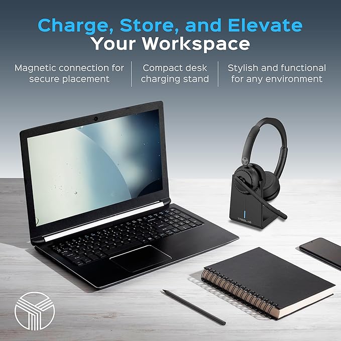 TREBLAB C7-Pro Wireless Bluetooth Headset, 45H Playtime, Bluetooth 5.3, 40mm Drivers, Type-C Fast Charging, IPX4 Waterproof, Wireless Headset with Mic for Work, Home Office, Calls, Laptop, PC