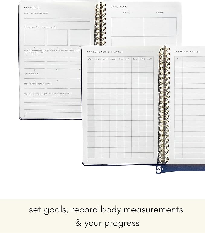 Kunitsa Co. Fitness Journal for Women - Track Workouts, Meals, and Weight Loss, Undated, Fits 120 Workouts, Sage Green, 6 x 8.5 Inches