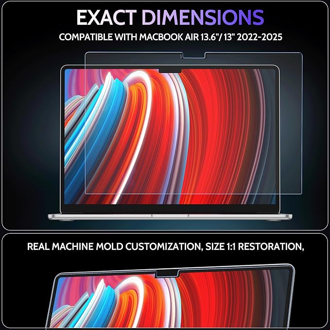 Magnetic Anti Blue Light Screen Protector for MacBook Air 13.6/13 Inch (2022-2025, M2, M3, M4), Removable Glare Filter for 13" Mac Laptop Computer
