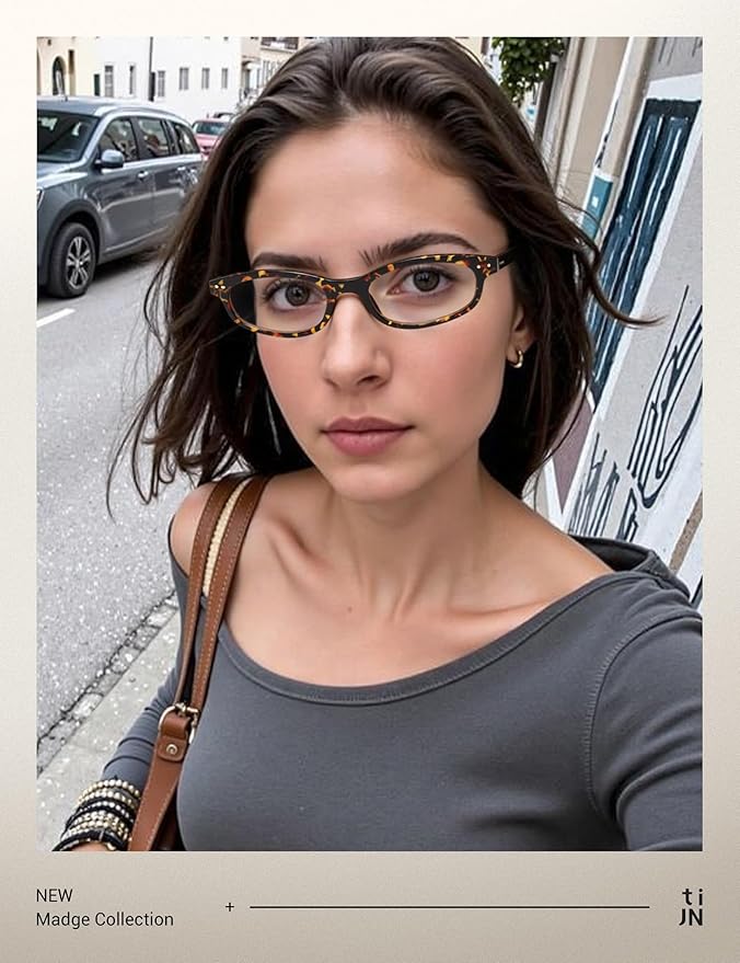 TIJN Olisa Blue Light Blocking Glasses for Women Men,Oval Glasses Frame Bluelight Glasses for Gaming/Computer/Screen