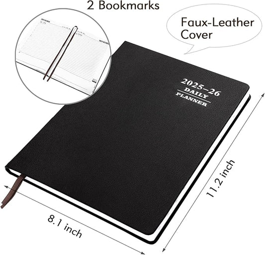 KESOTE Large Daily Planner 2025-2026 Full Page Per Day, Hourly Schedule 8.5" x 11" Academic Diary Day Planner 12 Month (July 2025 - June 2026), Hardcover Weekly Monthly Agenda, Black
