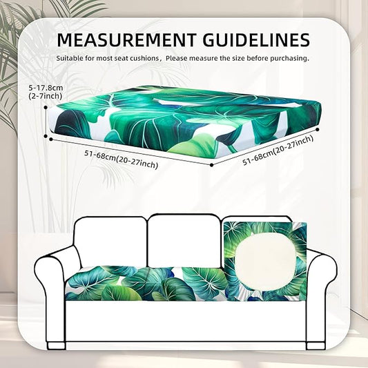 8 Pcs Stretch Patio Cushion Covers,Outdoor Couch Covers Replacement,Outdoor Couch & Sofa Slipcovers,for Patio Furniture Cushion Covers,Washable Reusable Furniture Protector (Green Leaf, Cover Only)