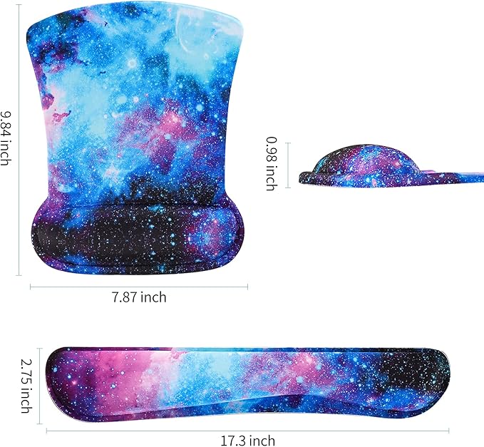 RICHEN Keyboard Wrist Rest Pad and Mouse Wrist Rest Support Mouse Pad Set,Sturdy & Comfortable & Lightweight for Easy Typing & Pain Relief-Ergonomic Support (Galaxy)