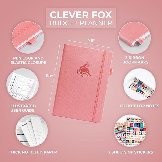 Clever Fox Budget Planner - Expense Tracker Notebook. Monthly Budgeting Organizer, Finance Logbook & Accounts Book, Bill Tracker, A5 (Light Pink)