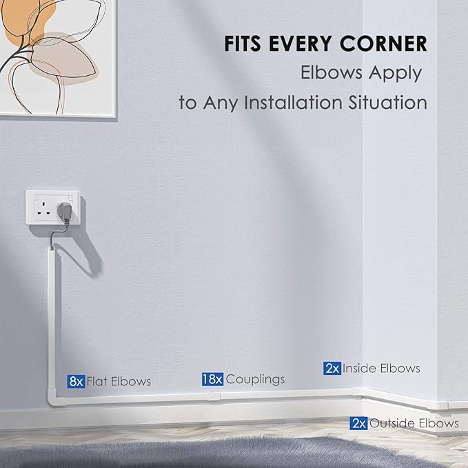 Delamu Cable Hider, 315in Cord Covers for Wires on Wall, One-Cord Cord Hider, Paintable Wire Hiders Wire Covers for Cords, Cable Management for Hiding 1-2 Small Wires, 20x L15.7 W0.59 H0.40in, White