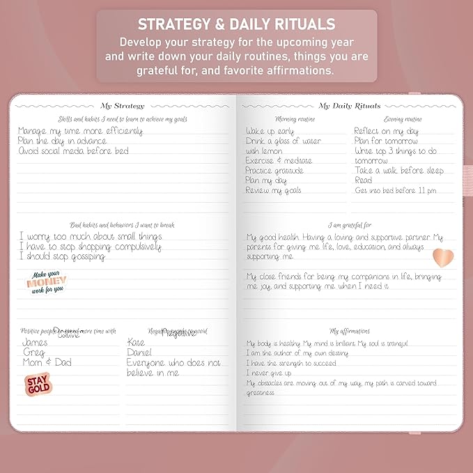 GoGirl Weekly Schedule Planner – Hourly Work & Life Planner with Time Slots – Vertical Agenda Organizer for Daily Productivity, A5 (Rose Gold)