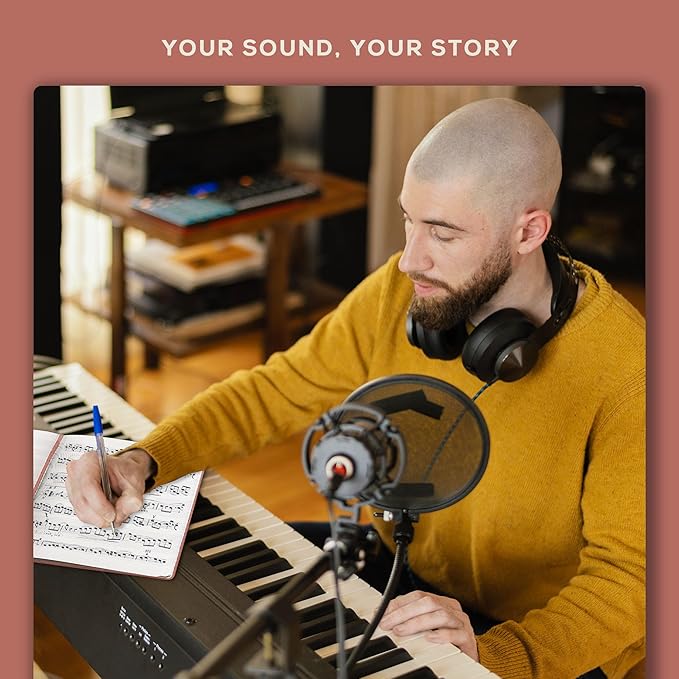 BEECHMORE BOOKS Blank Sheet Music Notebook – A4 8.5x11.5 for Songwriters, Musicians & Composers, 156 Thick 120gsm Pages, 10-Staff Perforated Sheets, Vegan Leather Hardcover, Elastic Closure, Gift Box