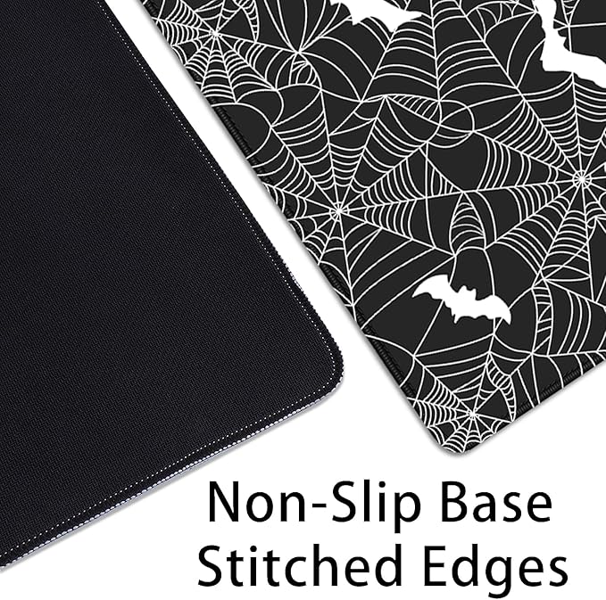 Black Spider Web Desk Pad Mouse Pad,Large Gaming Bat Mouse Mat with Stitched Edges,Non-Slip Waterproof Rubber Base Mousepad for Office Work Home Desk Mat(27.5X11.8 in)