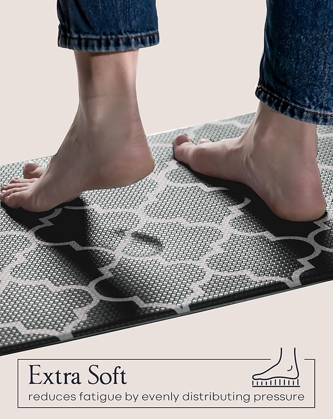 Anti-Fatigue Kitchen Mat Set – 2-Piece Memory Foam Cushioned Mats for Standing – Black Lantern, 18×30 & 18×60, 0.4 in Thick, Waterproof, Non-Slip – Homergy