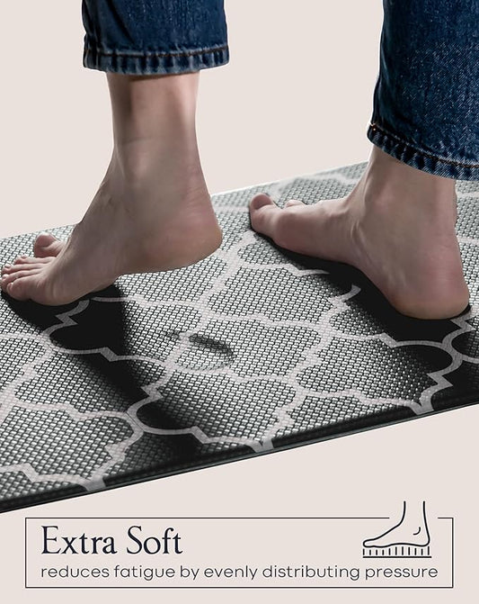 Anti-Fatigue Kitchen Mat Set – 2-Piece Memory Foam Cushioned Mats for Standing – Black Lantern, 18×30 & 18×60, 0.4 in Thick, Waterproof, Non-Slip – Homergy