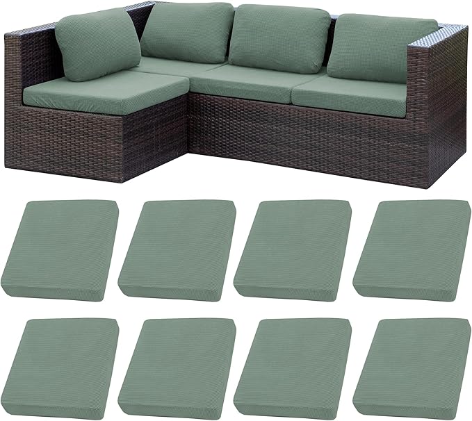 8Pcs Stretch Patio Cushion Covers,Outdoor Couch Covers Replacement,Outdoor Couch & Sofa Slipcovers,for Patio Furniture Cushion Covers,Washable Reusable Furniture Protector (Cyan,Cover Only)