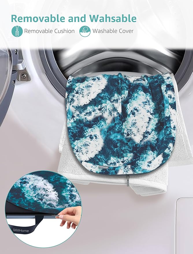 Lap Desk, Lap Desk with Cushion, Fits up to 15.6-inch Laptop, Pillow Designed, Portable Laptop Stand with Tray, Pad & Phone Holder, Home Office for Bed/Couch/Car/Reading/Writing, MillHome (S, Waves)