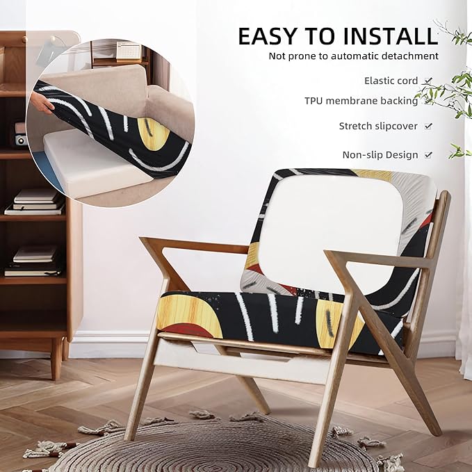 8Pcs Outdoor Cushions Covers Waterproof, Patio Cushion Covers, Stretch Cushion Covers Replacement,Cushion Slipcovers, Furniture Cushion Covers (Black River, 8PCS-Print)