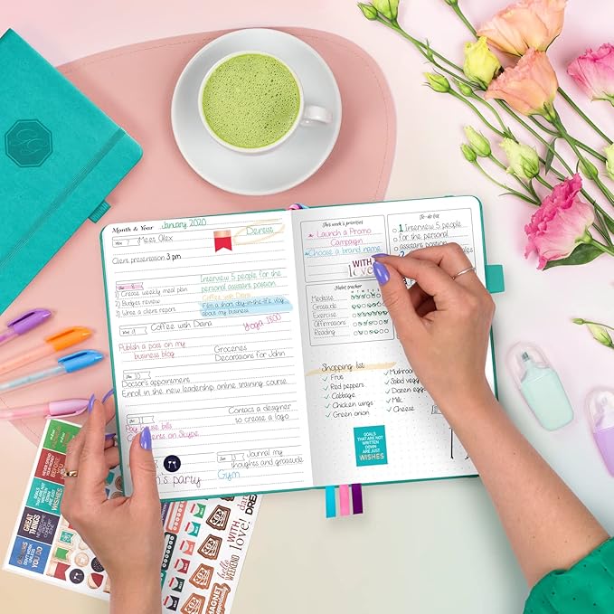 GoGirl Planner and Organizer for Women – Compact Size Weekly Planner, Goals Journal & Agenda to Improve Time Management, Productivity & Live Happier. Undated – Start Anytime, Lasts 1 Year – Turquoise