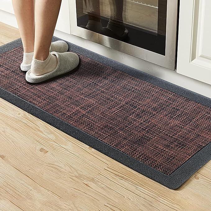 J&V TEXTILES Hillside Oversized Oil- and Stain-Resistant Anti-Fatigue Kitchen Mat (Single Burgundy)