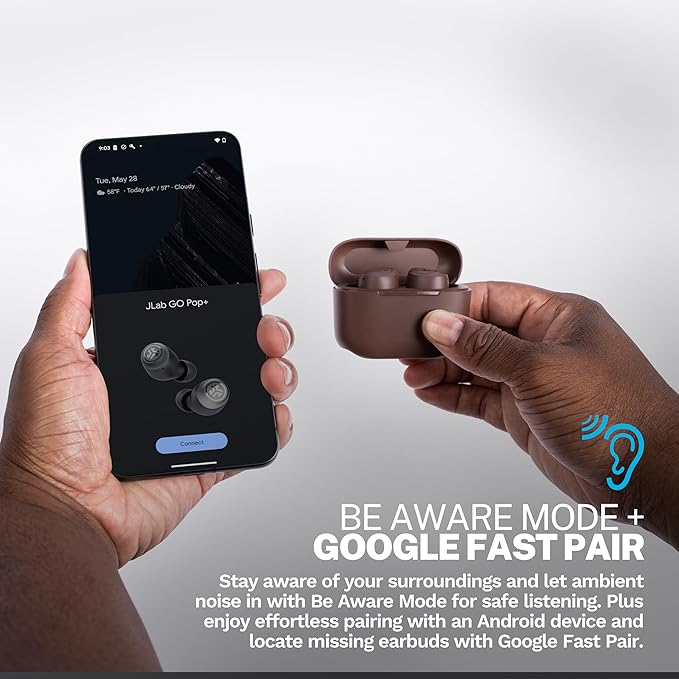JLab Go Air Tones+ True Wireless Earbuds Designed with Auto On and Connect, Touch Controls, 32+ Hours Bluetooth Playtime, EQ3 Sound, and Dual Connect, Natural Earthtone Color (4625 W)