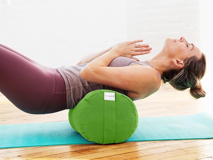 Sol Living Yoga Bolster Pillow for Restorative Meditation - 100% Cotton Cylindrical Cushion with Washable Cover for Balance Support in Asana Poses