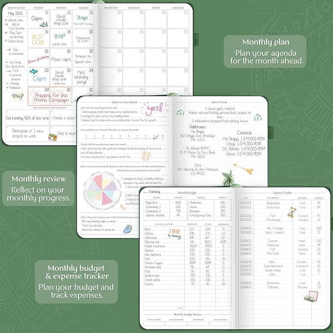 Legend Weekly Planner Premium – Undated Weekly, Monthly & Budget Planner – Life Organizer for Time Management & Productivity, A5 (Black)