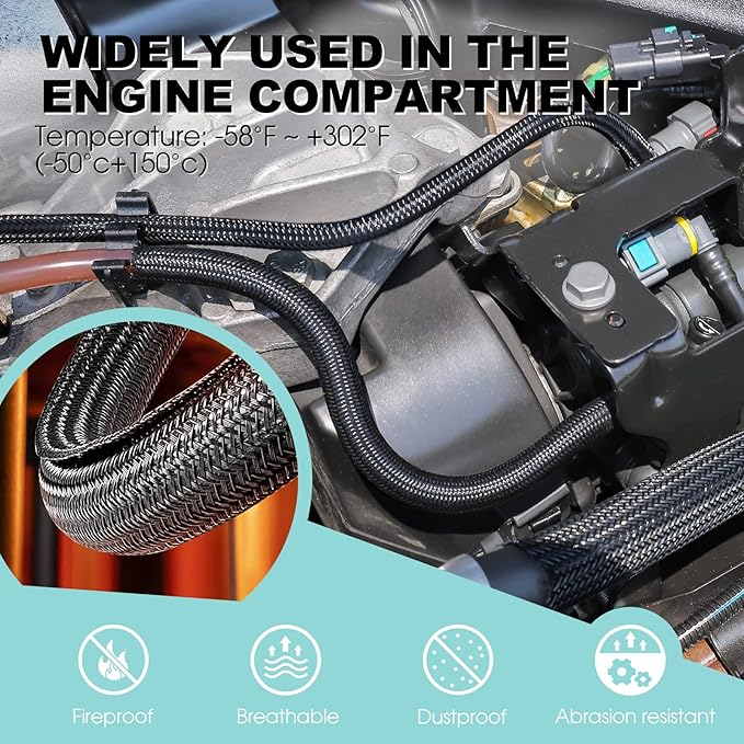 AGPTEK Cable Sleeve Cover, 2 Pack 5ft - 1.2 inch Desk Cord Organizer Cable Hider, Home Office Wire Management Computer TV Wire Loom Tubing, Pet Proof Cord Protector, from Cat Dog Chewing, Black