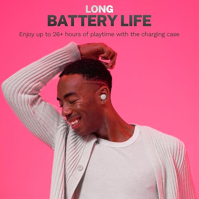 JLab Go Air Pop+ True Wireless Earbuds, in Ear Headphones, Bluetooth Earphones, 35H Playtime Ear Buds, Bluetooth Earbuds with Microphone, USB-C Charging Case, Dual Connect, EQ3 Sound, Cloud White