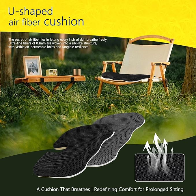 Gooo&Ma Seat Cushion,Air Fiber Cushion for Office Chair, Desk Chair Cushion for Long Sitting Office Workers, Car Drivers (Gray)