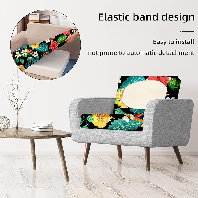 8Pcs Stretch Patio Cushion Covers,Outdoor Couch Covers Replacement,Outdoor Couch & Sofa Slipcovers,for Patio Furniture Cushion Covers,Washable Reusable Furniture Protector (Floral Leaf,Cover Only)