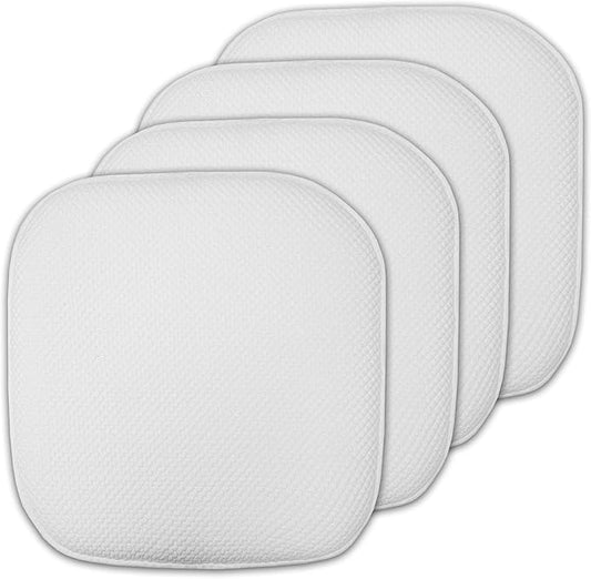 Sweet Home Collection Cushion Memory Foam Chair Pads Honeycomb Nonslip Back Seat Cover 16" x 16", 4 Pack, White
