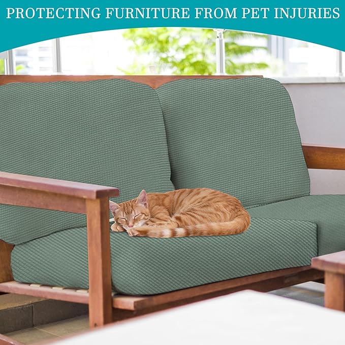 14Pcs Stretch Patio Cushion Covers,Outdoor Couch Covers Replacement,Outdoor Couch & Sofa Slipcovers,for Patio Furniture Cushion Covers,Washable Reusable Furniture Protector (Cyan,Cover Only)