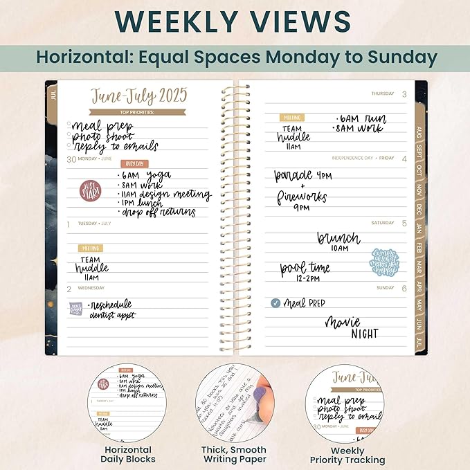 bloom daily planners 2025-2026 Academic Year Pocket Planner (July 2025 - July 2026) - 4” x 6” MINI Weekly Monthly Agenda Organizer & Calendar Book - Midnight Sky