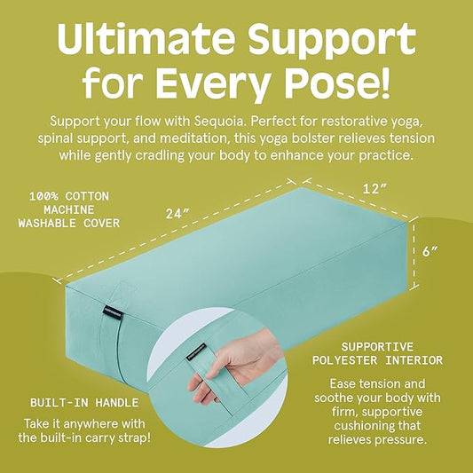 Retrospec Retrospec Sequoia Rectangular Yoga Bolster Pillow - Meditation Cushion for Yoga Practices - Includes Machine Washable 100% Cotton Cover & Durable Carry Handle