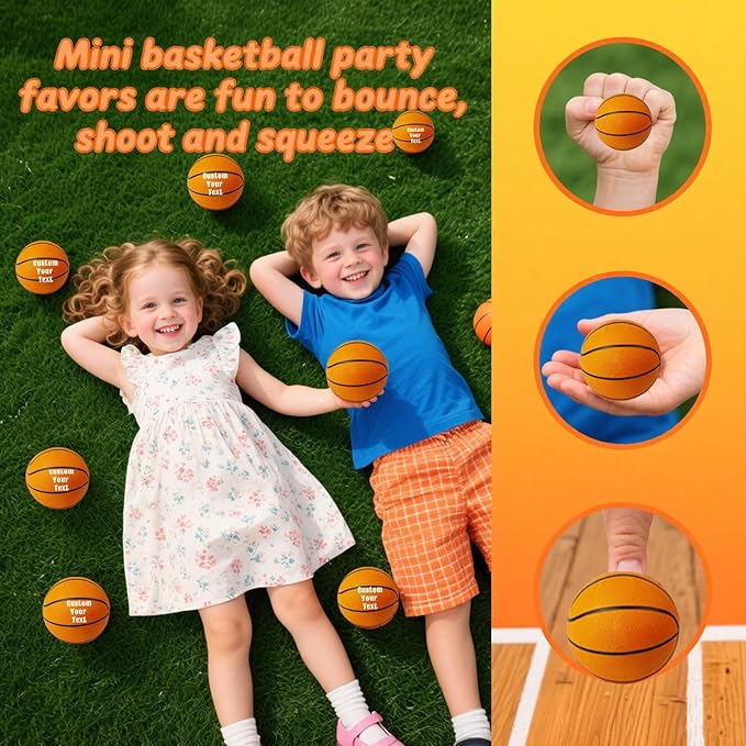 10/50/100 PCS Custom Stress Balls with Logo Text Personalized Stress Balls Bulk for Adults Relief Encouraging for Office,School,Events (Basketball Stress Ball)