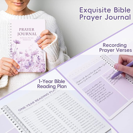 XKDOUS Bible Study Supplies Journaling Kit for Women, Bible Study Kit, Bible Study Tools with Prayer Journal Pencil Case Bible Accessories, Christian Gifts for Women, Purple