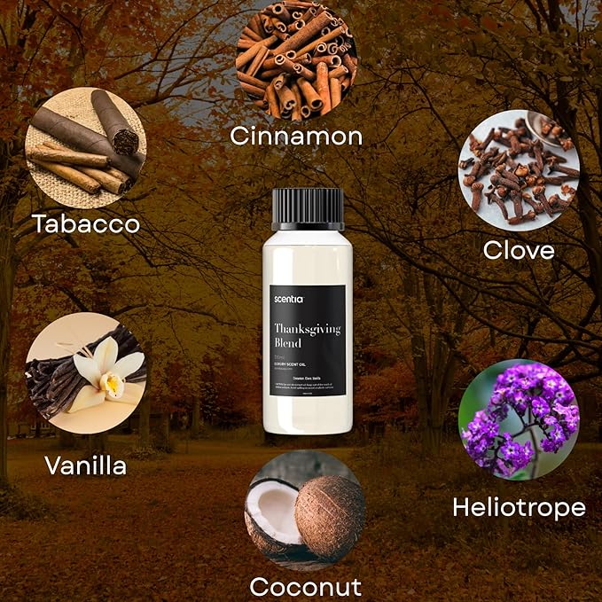Thanksgiving Blend Essential Oil – 120ml Premium Holiday Diffuser Oil with Cinnamon, Clove, Vanilla & Coconut | Cozy Fall Aromatherapy for Home, Candles, Soaps & Gifts