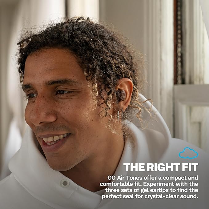 JLab Go Air Tones+ True Wireless Earbuds Designed with Auto On and Connect, Touch Controls, 32+ Hours Bluetooth Playtime, EQ3 Sound, and Dual Connect, Natural Earthtone Color (4625 W)