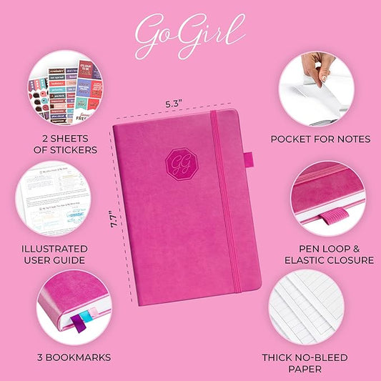 GoGirl Weekly Schedule Planner – Hourly Work & Life Planner with Time Slots – Vertical Agenda Organizer for Daily Productivity, A5 (Hot Pink)
