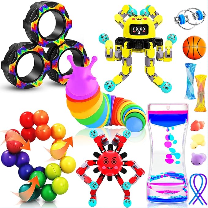 15Pack Fidget Toys Bulk for Adult Kid, Carnival Prizes Stress Anxiety Calm Down Sensory Autism ADHD Autistic Christmas Stocking Stuffer Gift Figette Classroom Treasure Box School Must Have Special Set