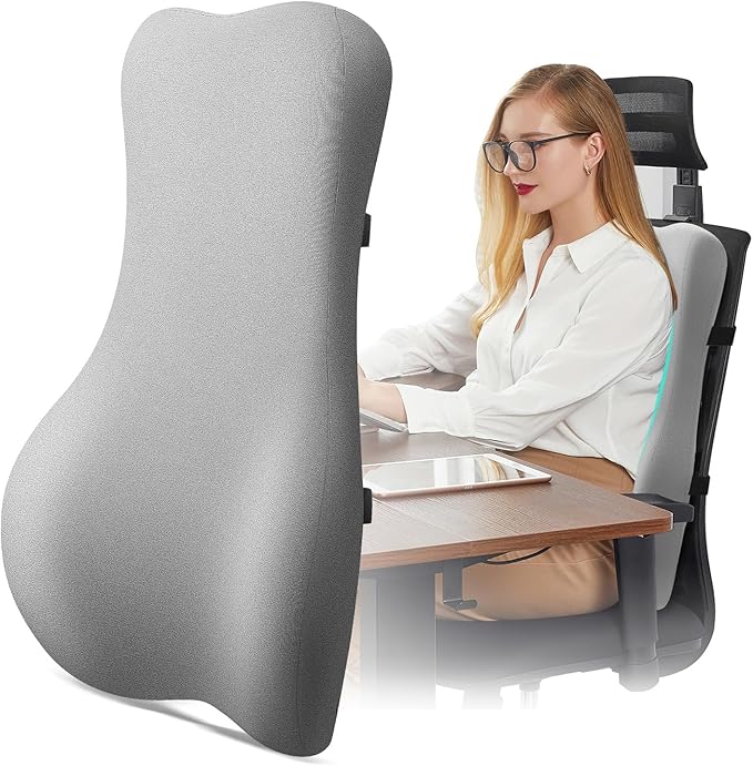 High Back Support Pillow for Office Chair Fully Support Entire Back for Pain Relief and Comfort - Memory Foam Lumbar Support Pillow for Office Chair,Computer,Recliner