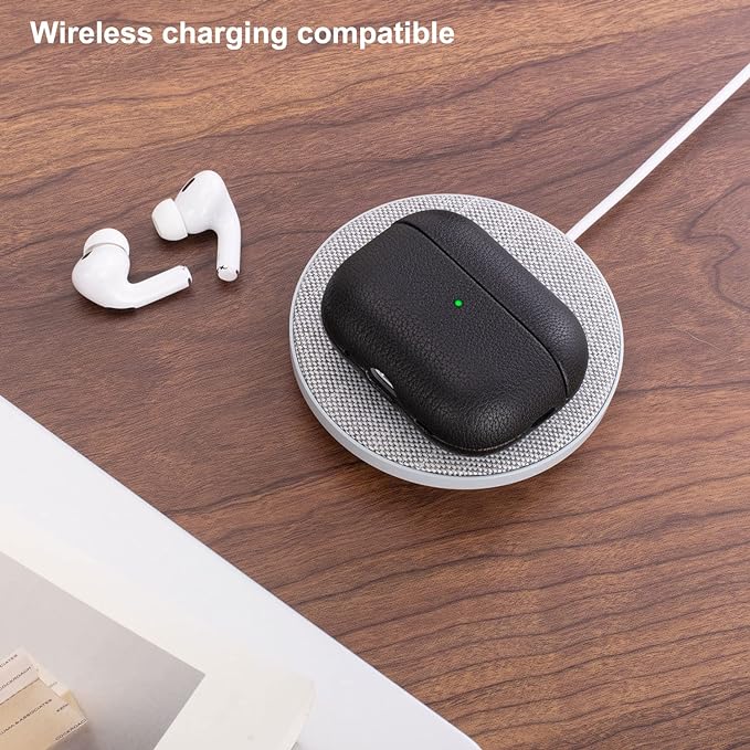 Lopie AirPods Pro 2 Leather Case, Handmade, Real Leather, Wireless Charging Compatible, 360-Degree Protection, Pink