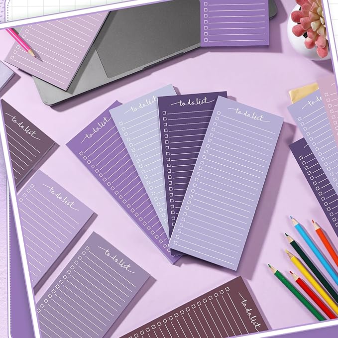Censen 10 Pack 500 Sheets To Do List Notes Daily Checklist Notepads with 50 Sheets Each Undated Color Memo Pad Block Shopping List Pad Weekly Plan Notepad Organizer Planners(Gradient Purple,Lined)